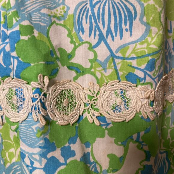 Lilly Pulitzer THE LILLY Skirt True Vintage 60s Blue Lace Floral Size Small - Picture 10 of 10